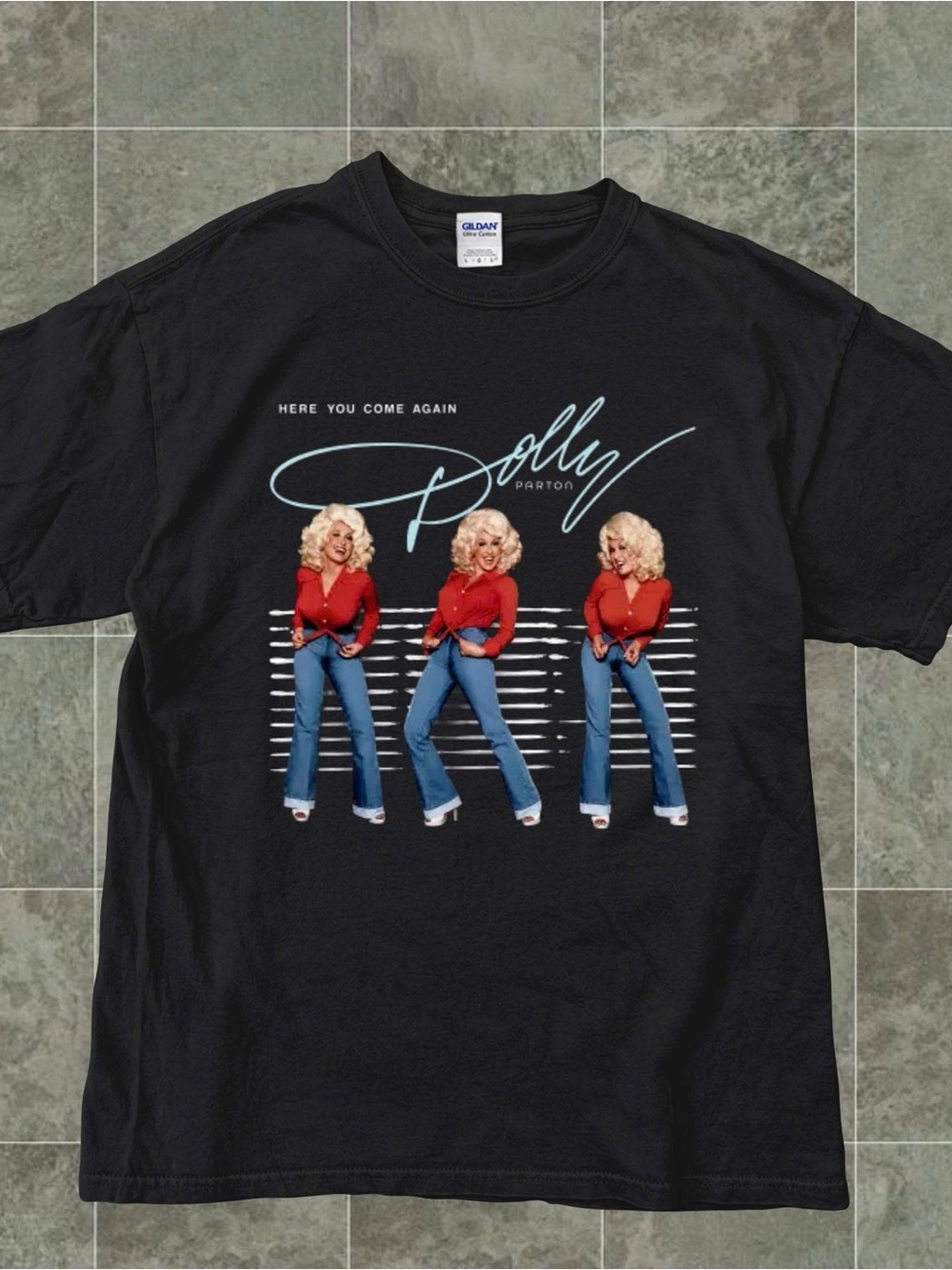 Gildan Black with Dolly Parton Trio Graphic, Rip Dolly Parton